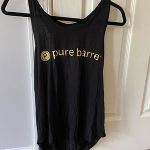 Gently used black Pure Barre tank with gold star foils